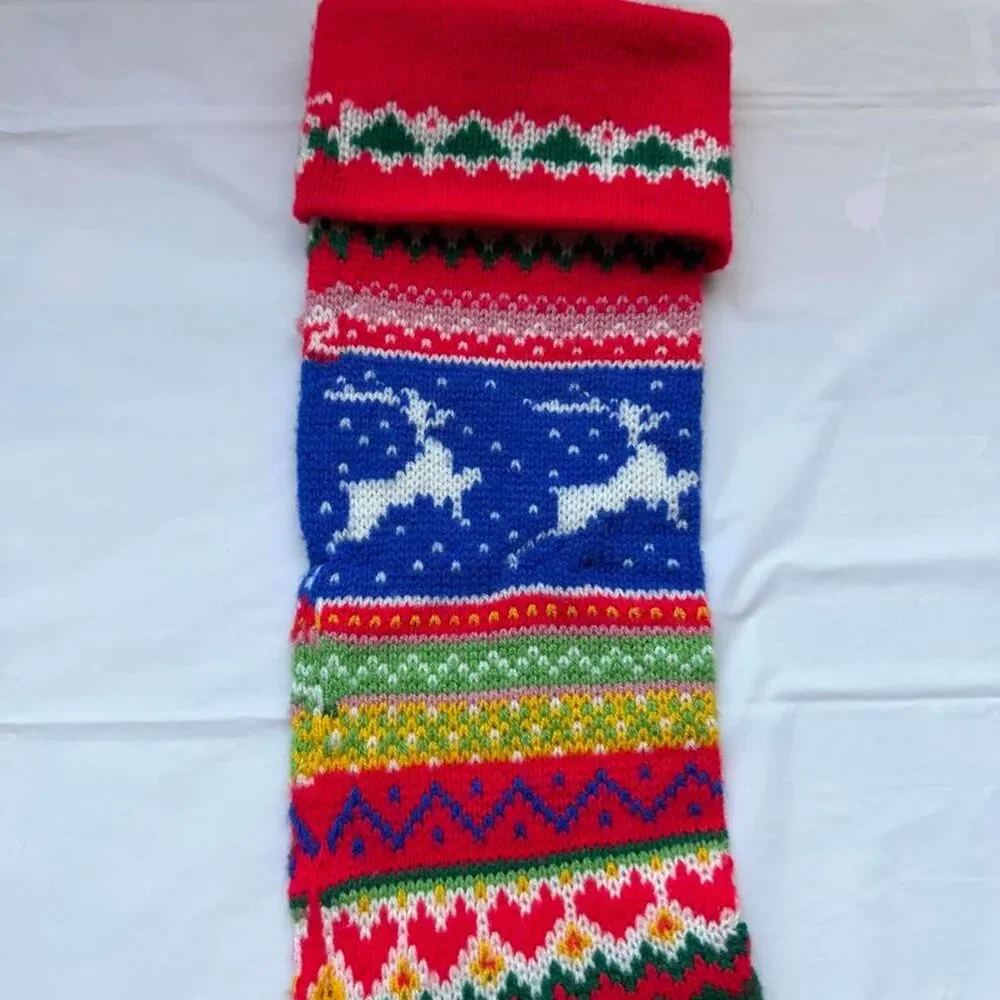 Vintage Cozy Cabin Fair Isle Christmas Stocking